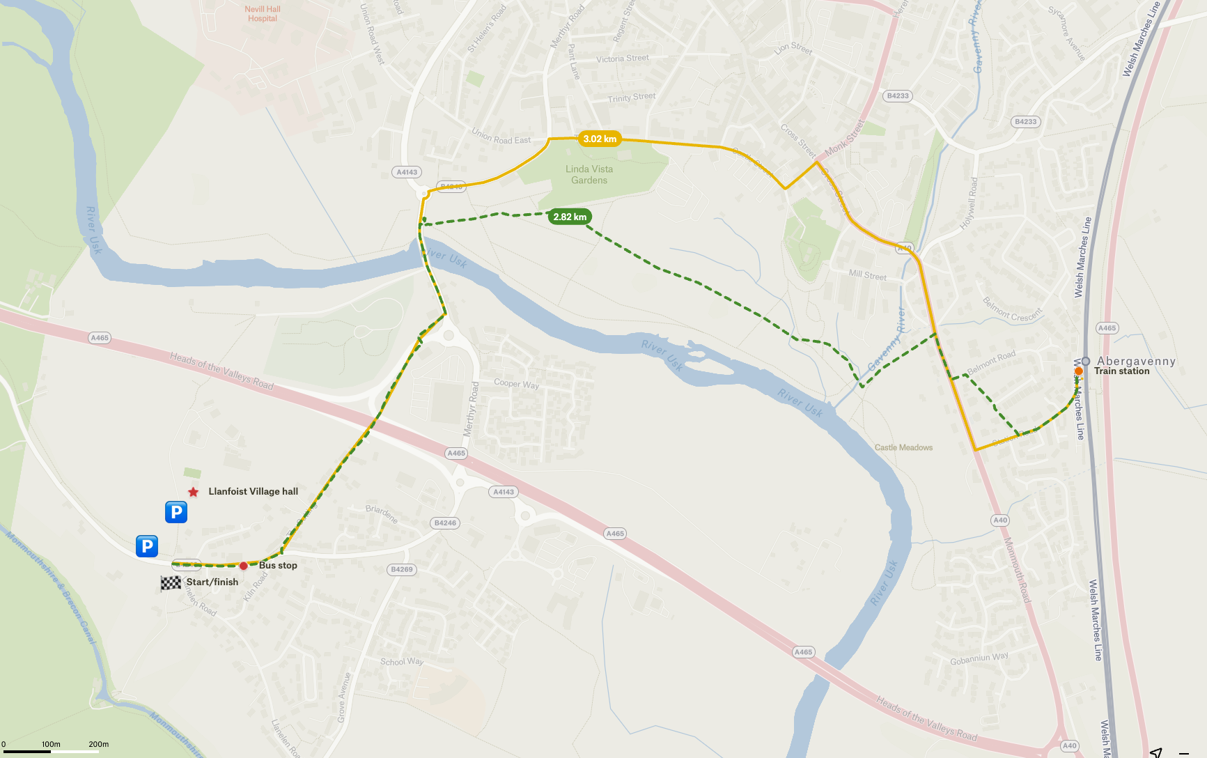 Transport map for blorenge fell race