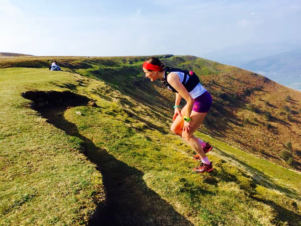 Runner leading group up blorenge ascent